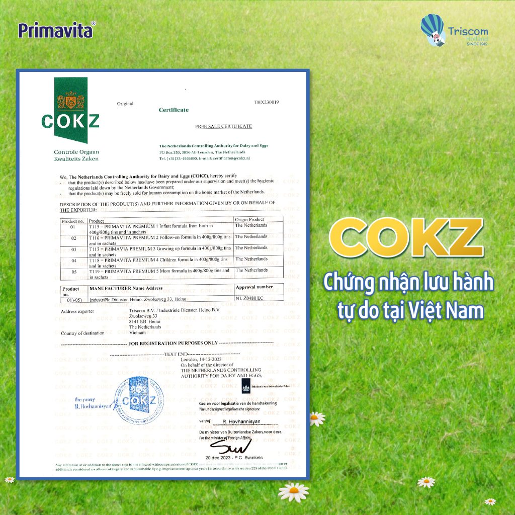 Tiêu chuẩn sữa primavita 