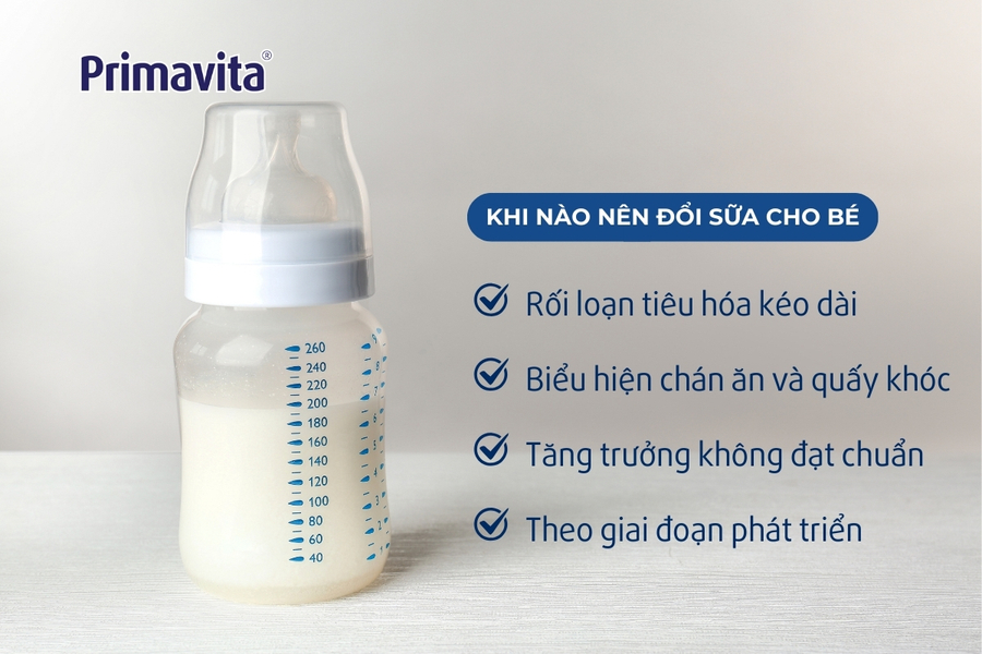 Các thời điểm thích hợp đổi sữa cho bé